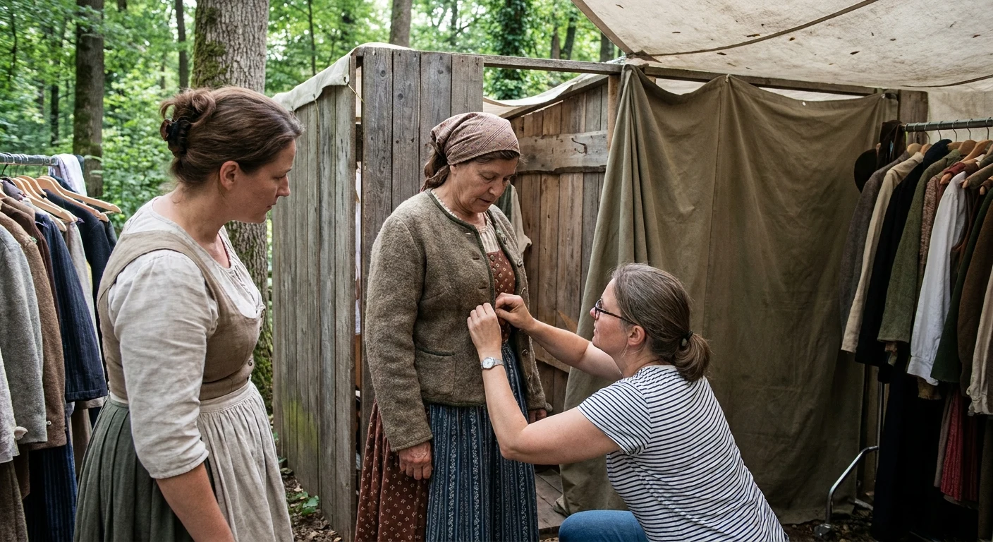 Kostümprobe für eine historische Freilichtaufführung