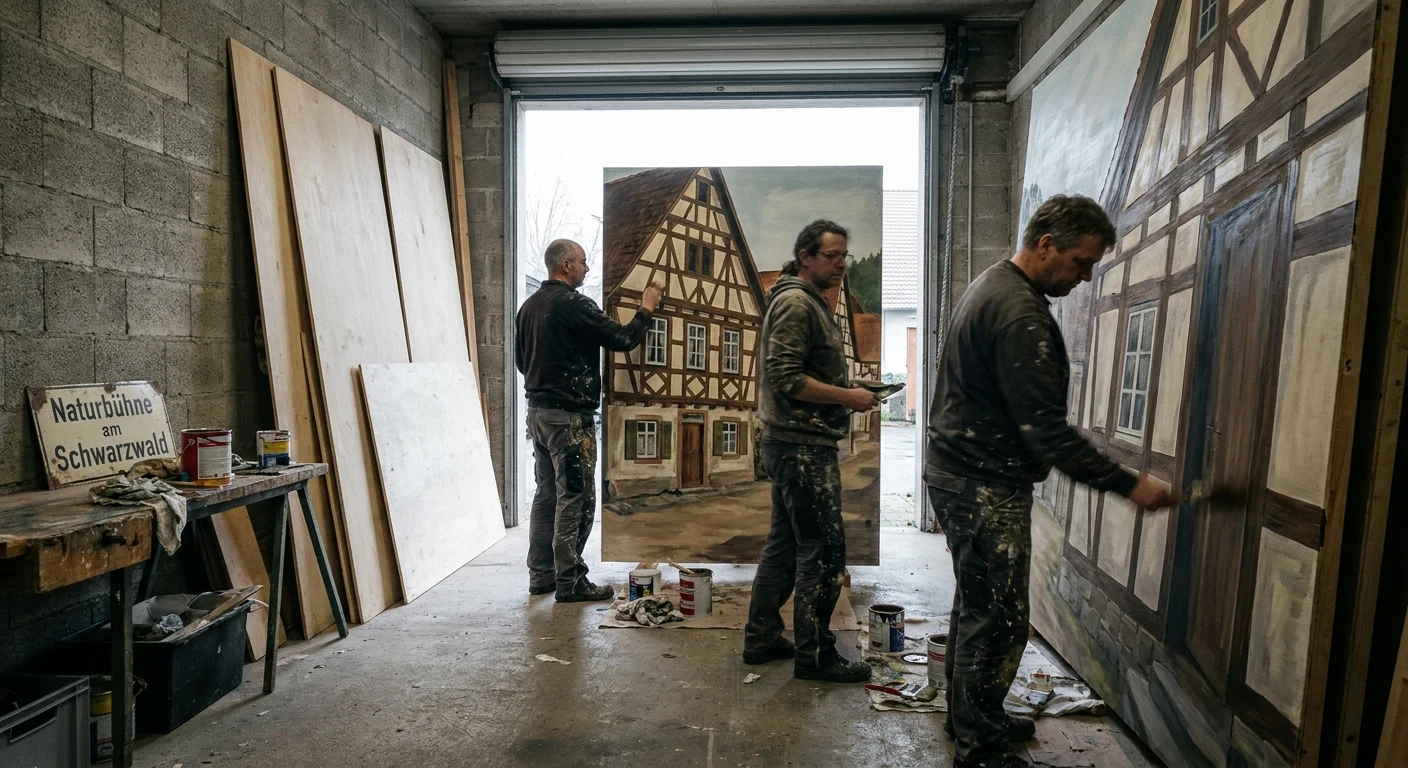 Ehrenamtliche beim Kulissenbau in der Werkstatt